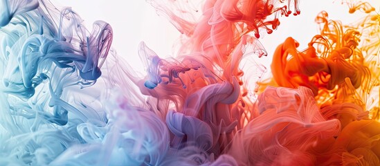 Aufkleber - Colorful abstract acrylic art resembling ink in water with a smoke like appearance set against an isolated background with copy space image