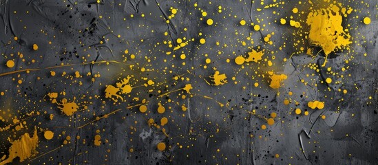 Poster - Grey surface with prominent yellow spots creating a dynamic scene in the copy space image