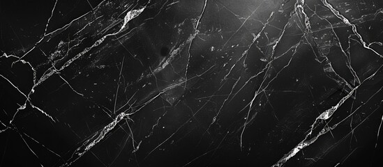 Poster - Luxurious black marble wall texture with abstract white cracks suitable for adding text or images copy space image
