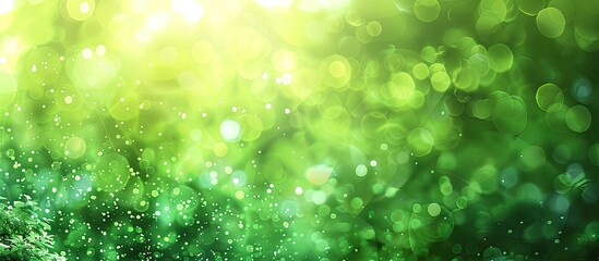 Poster - Summer green hues on a soft abstract blurred texture with a bokeh background provide a fresh setting for a copy space image