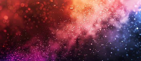 Poster - An abstract powdery background with frozen motion capturing an explosion of color powder displaying a vibrant multicolor glitter texture with a copy space image