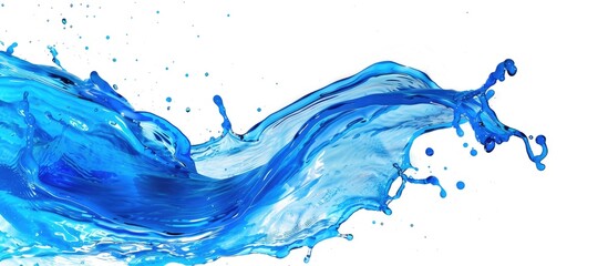 Aufkleber - An aesthetically pleasing copy space image of a vibrant blue water splash against a white background