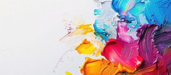Aufkleber - Various colored palette set against a white backdrop with space for text alongside. Creative banner. Copyspace image