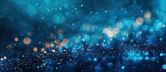 Poster - Abstract blue bokeh lighting for a copy space image backdrop