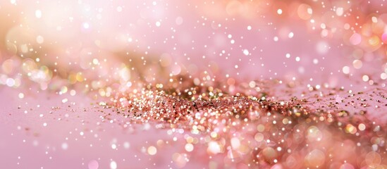 Poster - A pink backdrop adorned with shimmering gold and space for text or images. Creative banner. Copyspace image