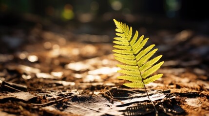 Canvas Print - A delicate fern leaf in the foreground