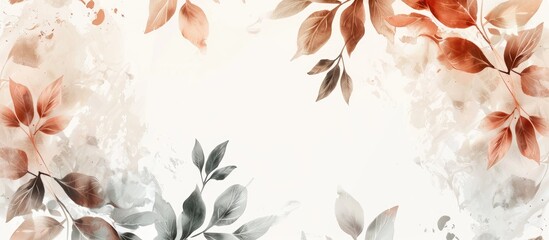 Fototapete - A banner featuring a circular leafy frame in soft colors perfect for adding your design creativity with copy space image