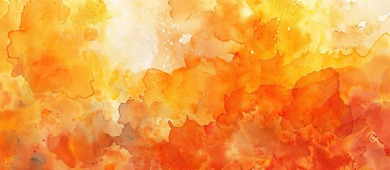 Aufkleber - Vibrant orange and yellow watercolor backdrop with copy space image