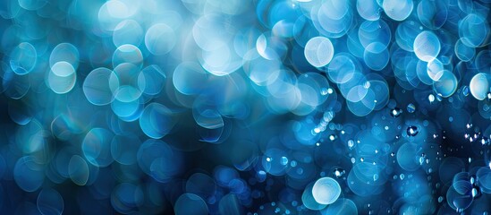 Poster - Abstract blue bokeh lighting for a copy space image backdrop