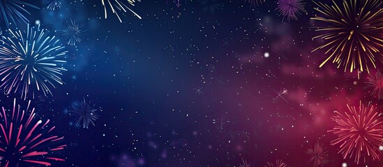 Poster - New Year fireworks with a blank area for text an artistic holiday backdrop featuring vibrant explosions in the sky. Creative banner. Copyspace image