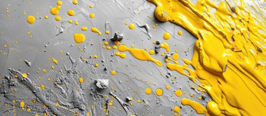 Poster - grey surface with prominent yellow spots creating a dynamic scene in the copy space image