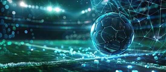 Aufkleber - A computer game with an electronic strategy solution incorporating sports concept featured in an image with space for text. Creative banner. Copyspace image