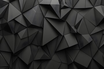 Poster - Black geometric background with dark gray paper triangles. Abstract minimal concept. High quality photo, high resolution, ultra realistic photography