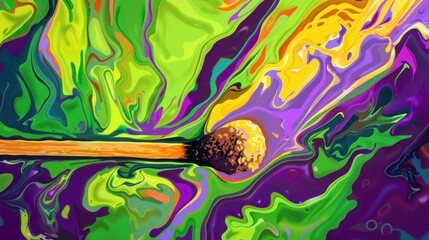 Wall Mural - Abstract Matchstick with Swirling Colors