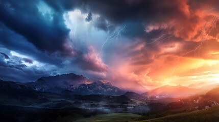 Wall Mural - a beautiful and colorful sky with a stormy atmosphere