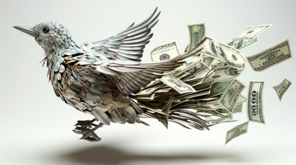  Bird Made of Money Flying