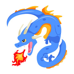 Poster - A flat style vector of furious dragon  

