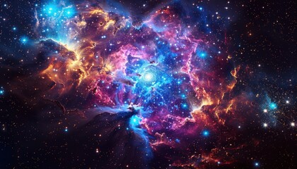 Wall Mural - a cosmic nebula with vibrant colors and sparkling stars