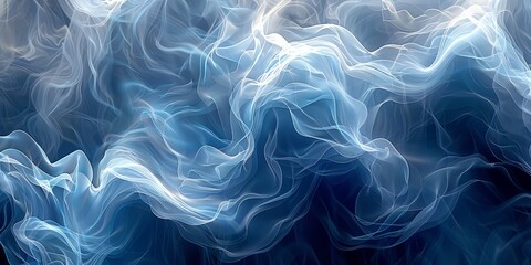 Wall Mural - Ocean Waves Abstract in Swirling Blue Shades