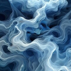 Wall Mural - Ocean Waves Abstract in Swirling Blue Shades