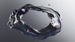 © Alex - Abstract image of a liquid metallic splash suspended in midair with reflective iridescent highlights on a gradient background.