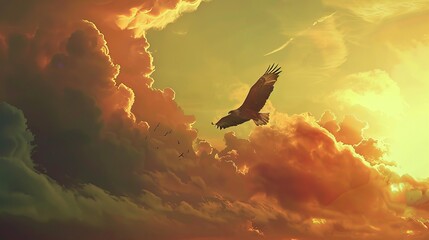 Wall Mural - An eagle soars through the sky.