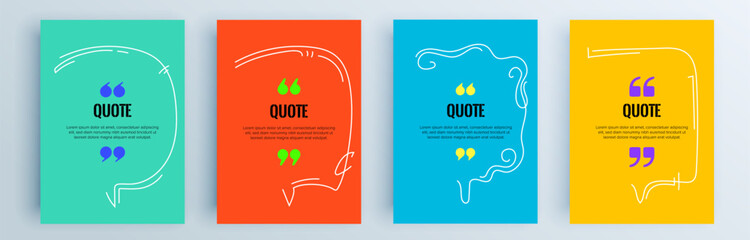 Fototapete - Quote frames blank templates set. Text in brackets, citation empty speech bubbles, quote bubbles. Textbox isolated on color background. Vector illustration.