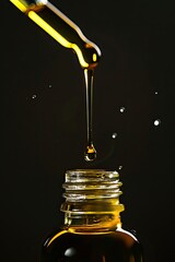 Wall Mural - close-up of dripping olive oil. Selective focus