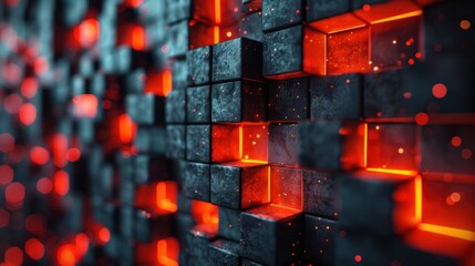 Abstract Glowing Cube Wall