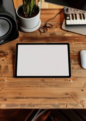 Canvas Print - Tablet mockup screen electronics furniture.