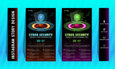 Wall Mural - cyber security instagram story design template