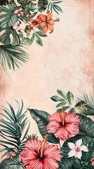 Poster - Wallpaper Wildflower backgrounds hibiscus pattern.