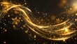 © irawan - Stars with glowing golden sparkles, vector light effects on black background. Bright shining glitter sparks of gold stars with waves of sparkling dust trail, Christmas, magic or space themes