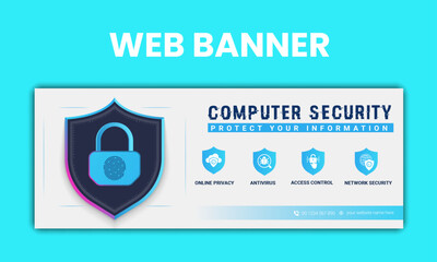 Wall Mural - cyber security web slider design template,web banner