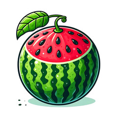 Wall Mural -  illustration with watermelon, parts and slice on white background. Good for printing.  illustration with watermelon, parts and slice on white background. Good for printing. 