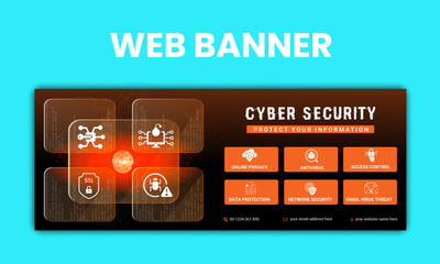 Wall Mural - cyber security web slider design template,web banner