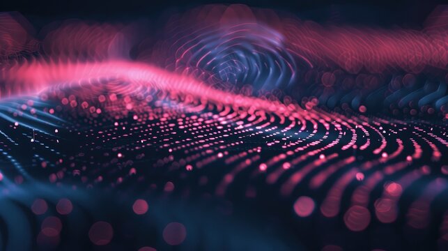Digital fingerprint pattern on a dark background, representing identity and security.
