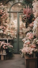 Wall Mural - Photography flower shop architecture outdoors building.