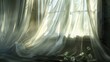 © buraratn - Elegant sheer curtains billowing softly in the breeze from an open window, creating a serene and airy atmosphere.