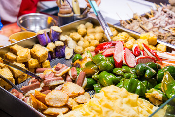 Wall Mural - Hong Kong local street food with Fish ball and assorted vegetable