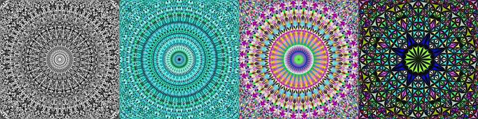 Poster - Seamless geometrical mandala pattern set