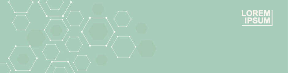 Fototapete - hexagonal abstract background. big data visualization. global network connection. medical, technolog