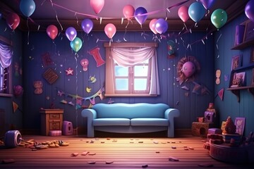 Wall Mural - Furniture birthday lighting balloon.