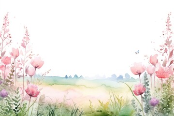 Wall Mural - Field landscape outdoors painting.