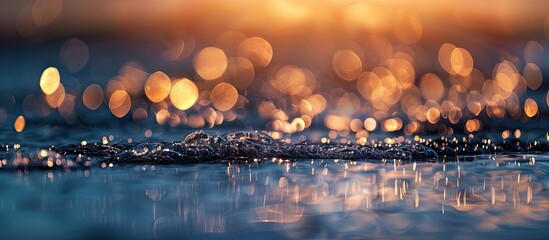Poster - Bokeh background created by light reflecting on the sea providing copy space image