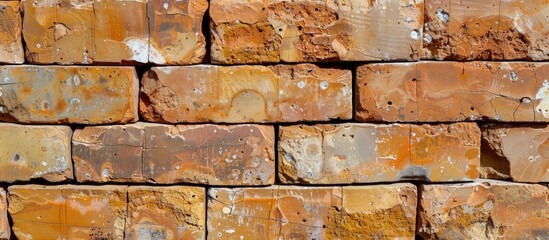 Poster - Stock photo of orange colored bricks for a wall with copy space image