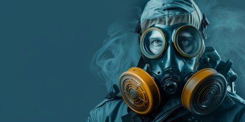 Wall Mural - Portrait of a special forces soldier in a gas mask and full military gear. 