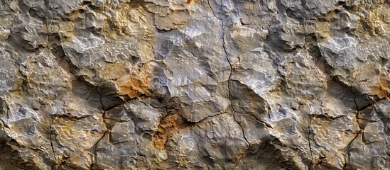 Poster - Close up photo displaying a textured rock surface ideal as a natural background for designs offering a seamless rough unrefined and rustic backdrop with copy space image