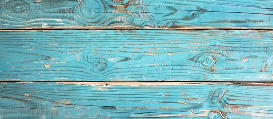 Fototapete - Front view of a wooden surface painted in a serene blue hue with ample space for additional text or images ideal as a copy space image