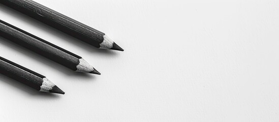Poster - Black pencils on a white backdrop with space for text in the image. copy space available